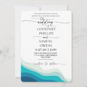 Convite Casamento Ondas do Oceano Elegante