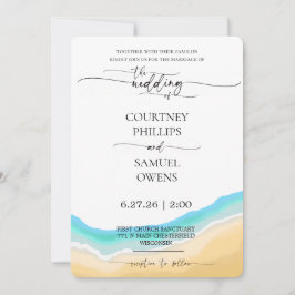 Convite Casamento Ondas do Oceano Elegantes