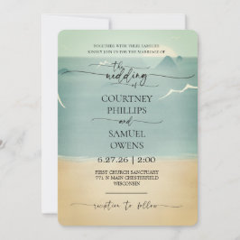 Convite Casamento Ondas do Oceano Elegantes