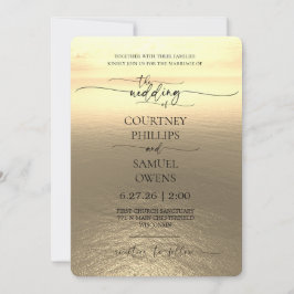 Convite Casamento Ondas do Oceano Elegantes