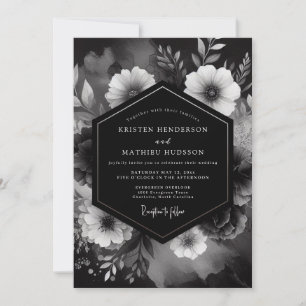 Convite Casamento Onyx Floral Noir