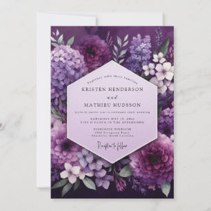 Convite Casamento Opulento Botânico Ameixa