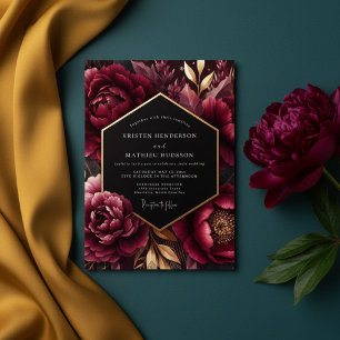 Convite Casamento Opulento Burgundy Bloom