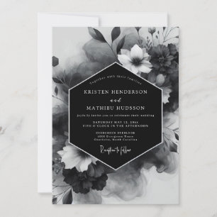 Convite Casamento Opulento com Floral Preto