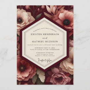 Convite Casamento Opulento de Anêmona Claret