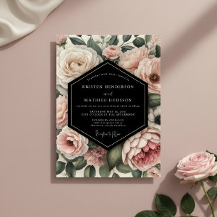 Convite Casamento Opulento Floral Creme