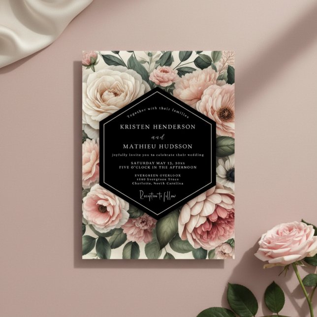 Convite Casamento Opulento Floral Creme (Criador carregado)