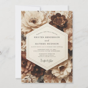 Convite Casamento Opulento Floral Marrom