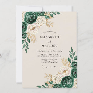 Convite Casamento Opulento na Floresta Verde Esmeralda