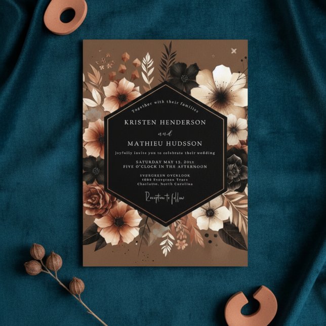 Convite Casamento Opulento Sienna Bloom (Criador carregado)