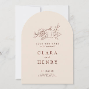 Convite Casamento Orgânico Minimalista de Outono Salve a D