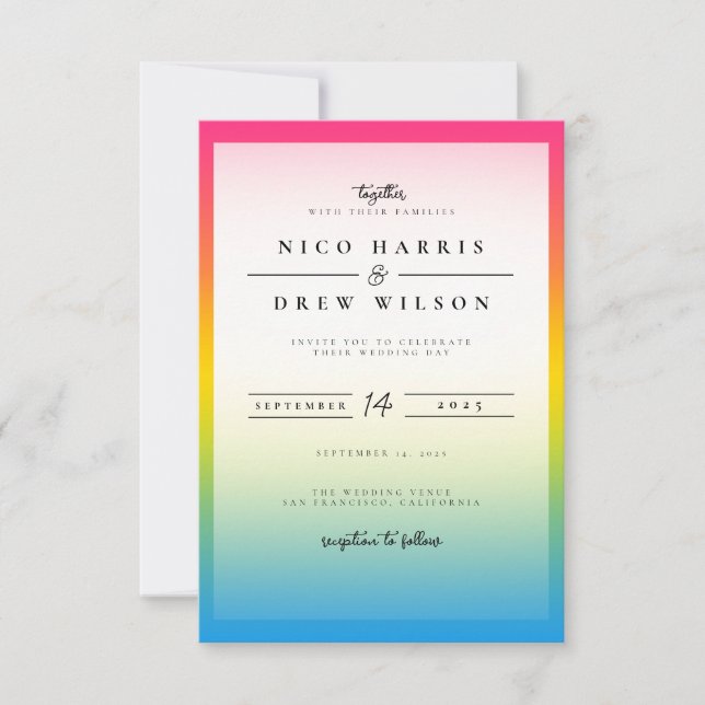 Convite Casamento Orgulhoso Pansexual Elegante  (Frente)