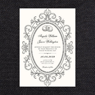 Convite Casamento ornamentado elegante vintage