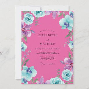 Convite Casamento Orquídea Água Magenta