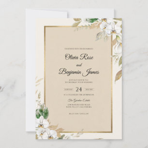 Convite Casamento Orquídea Branca Champagne