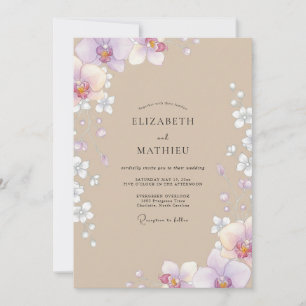 Convite Casamento Orquídea Lilás Taupe