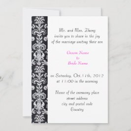Convite casamento, os pais do Groom convidam o damask negr