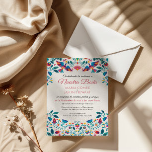 Convite Casamento Otomi Tenangos Romântico Elegante Espanh