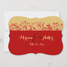 Convite Casamento ou Noivado muçulmano vermelho e dourado