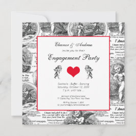Convite Casamento ou Noivado Vintage Cupid French Toile