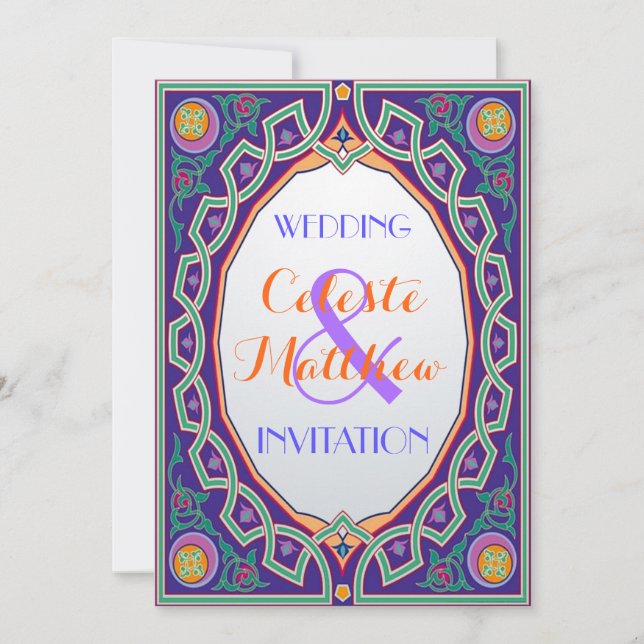 Convite Casamento ou partido marroquino árabe turco persa (Frente)