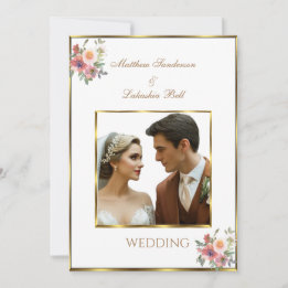 Convite Casamento Ouro Branco Moderno Elegante Bonito
