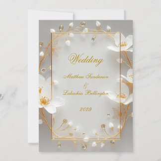 Convite Casamento Ouro Branco Moderno Sofisticado Elegante