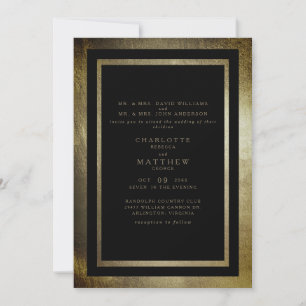 Convite Casamento Ouro & Preto Elegante Dia Ambos os Pais