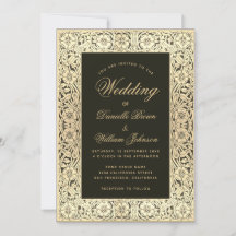 Casamento Ouro Preto Floral Vintage Elegante Calig