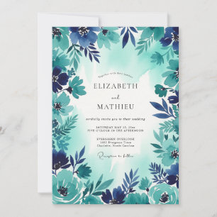 Convite Casamento Ousado Teal Costeiro