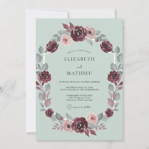 Convite Casamento Outonal Abundante em Borgonha