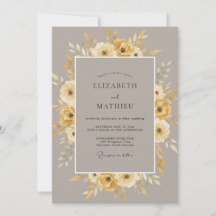 Convite Casamento Outonal Amarelado Mostarda Abafado