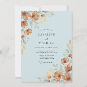 Convite Casamento Outonal Âmbar Azul Pó