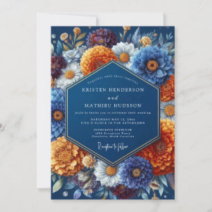 Convite Casamento Outonal Âmbar Marinho
