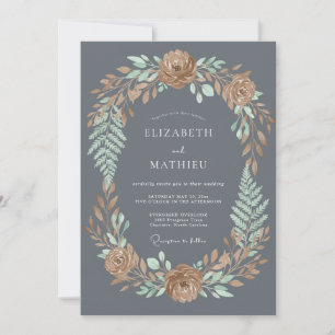 Convite Casamento Outonal Atmosférico Cinza Carvão