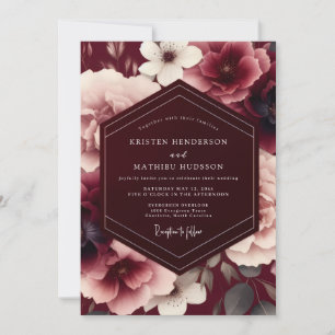 Convite Casamento Outonal Aveludado Borgonha