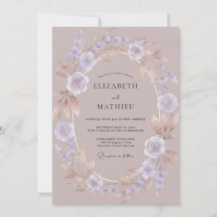 Convite Casamento Outonal Bronzeado Rosa-Violeta