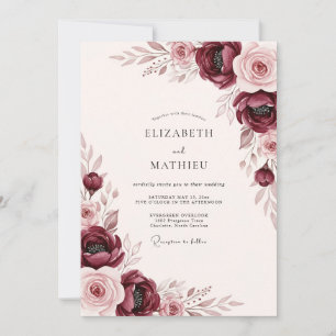 Convite Casamento Outonal Burgundy Encantador