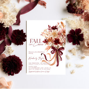 Convite Casamento Outonal Burgundy Floral Chá de Noiva