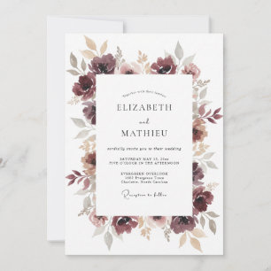 Convite Casamento Outonal Burgundy Mal-humorado