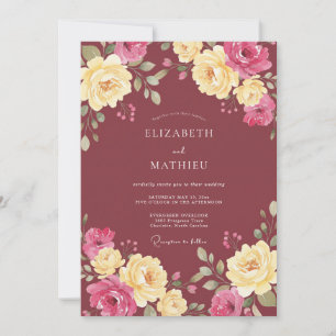 Convite Casamento Outonal Burgundy Ousado