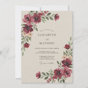 Convite Casamento Outonal Cativante Borgonha