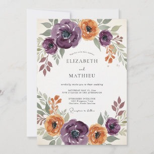 Convite Casamento Outonal Cativante com Ameixas