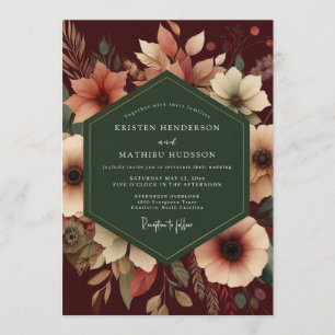 Convite Casamento Outonal com Toque de Borgonha