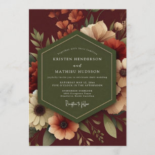 Convite Casamento Outonal de Cranberry e Sage