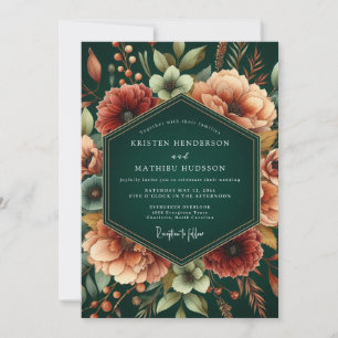 Convite Casamento Outonal de Esmeralda e Ferrugem