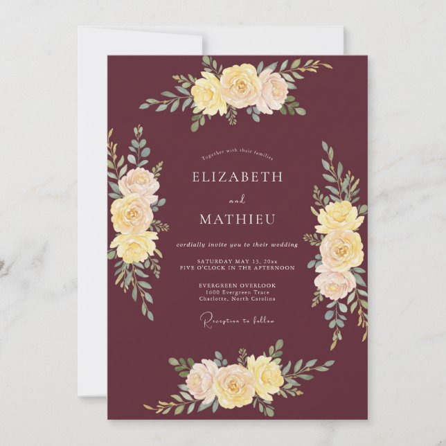 Convite Casamento Outonal Elegante Marrom (Frente)