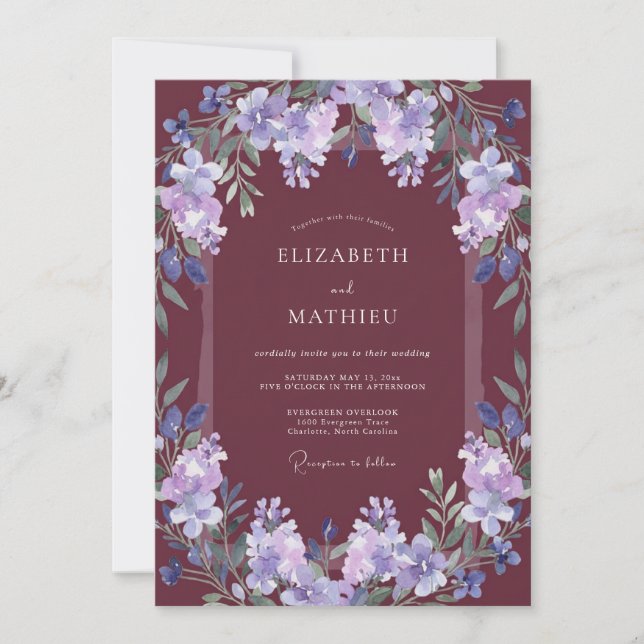 Convite Casamento Outonal Encantador em Marrom (Frente)