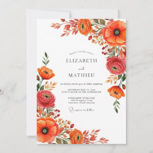 Convite Casamento Outonal Espetacular em Laranja Queimada