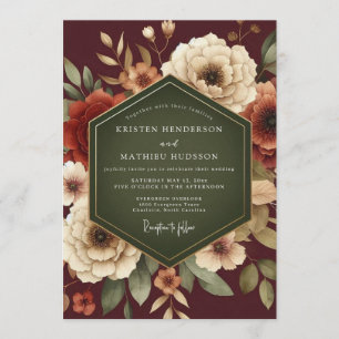 Convite Casamento Outonal Exuberante em Marrom